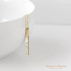 MignonandMignon 4 Sided Engraved Bar Necklace Personalized | Coordinates Name Necklace for Women Gold Silver | Custom Engraved Pendant Mom Gift Mothers Day Birthday