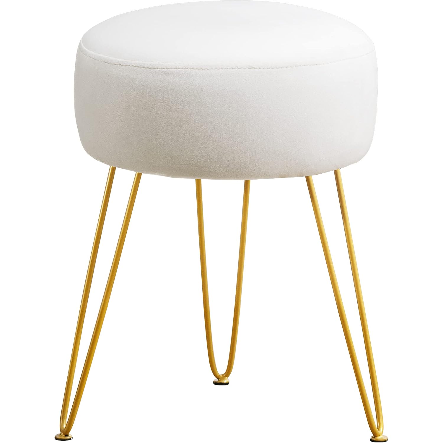 Lue Bona Vanity Stool, White Vanity Stools For Makeup Room, Round Ottoman Foot Stool, Velvet Footrest Vanity Chair For Bathroom Vanity, Bedroom, Living Room, Entryway, Offices