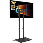 Perlegear Universal Floor Tv Stand For 32–70" Tvs Up To 110 Lbs, Height-Adjustable Tall Tv Stand With Solid Wood Base & Extra-Stable Anti-Tip Feet, Swivel Tv Mount For Bedroom, Vesa 400X400, Pgfls34B