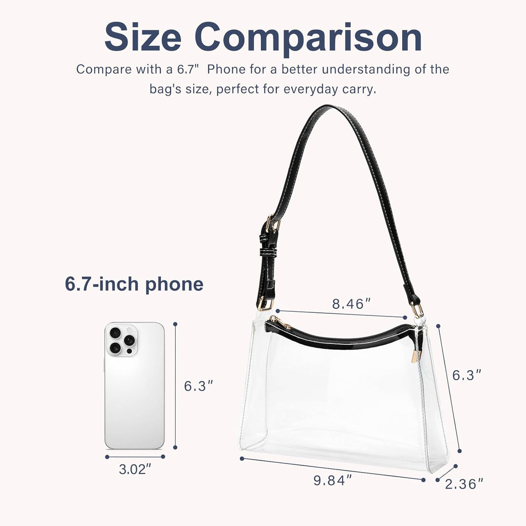 Wuflyover Clear Bag for Stadium Events - Adjustable Strap Clear Shoulder Bag for Concerts & Sports, Game Day Approved
