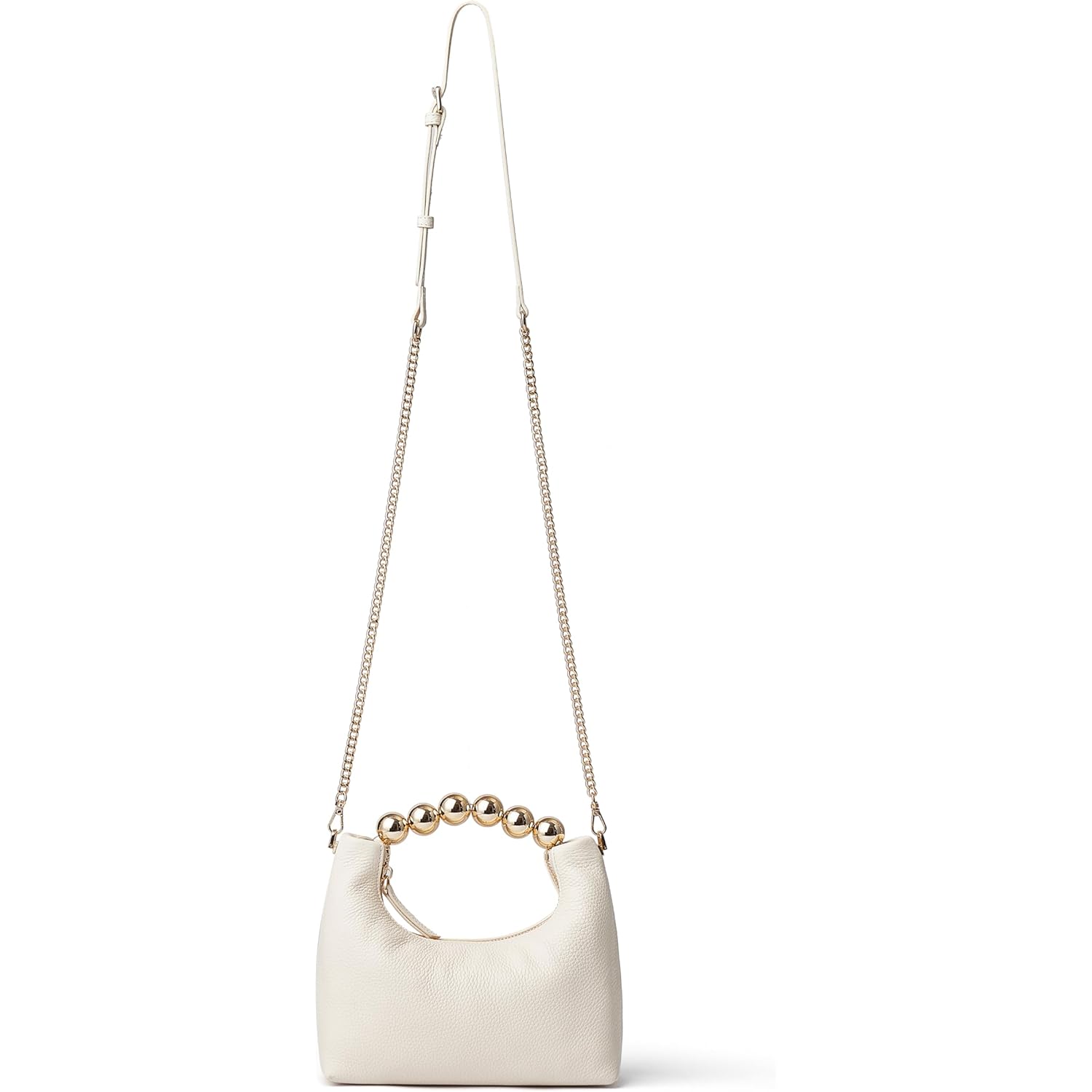 DORIS&JACKY Small Top Handle Clutch Purse for Women, Designer Evening Bag With Pearl Tote Handle and Chain Strap