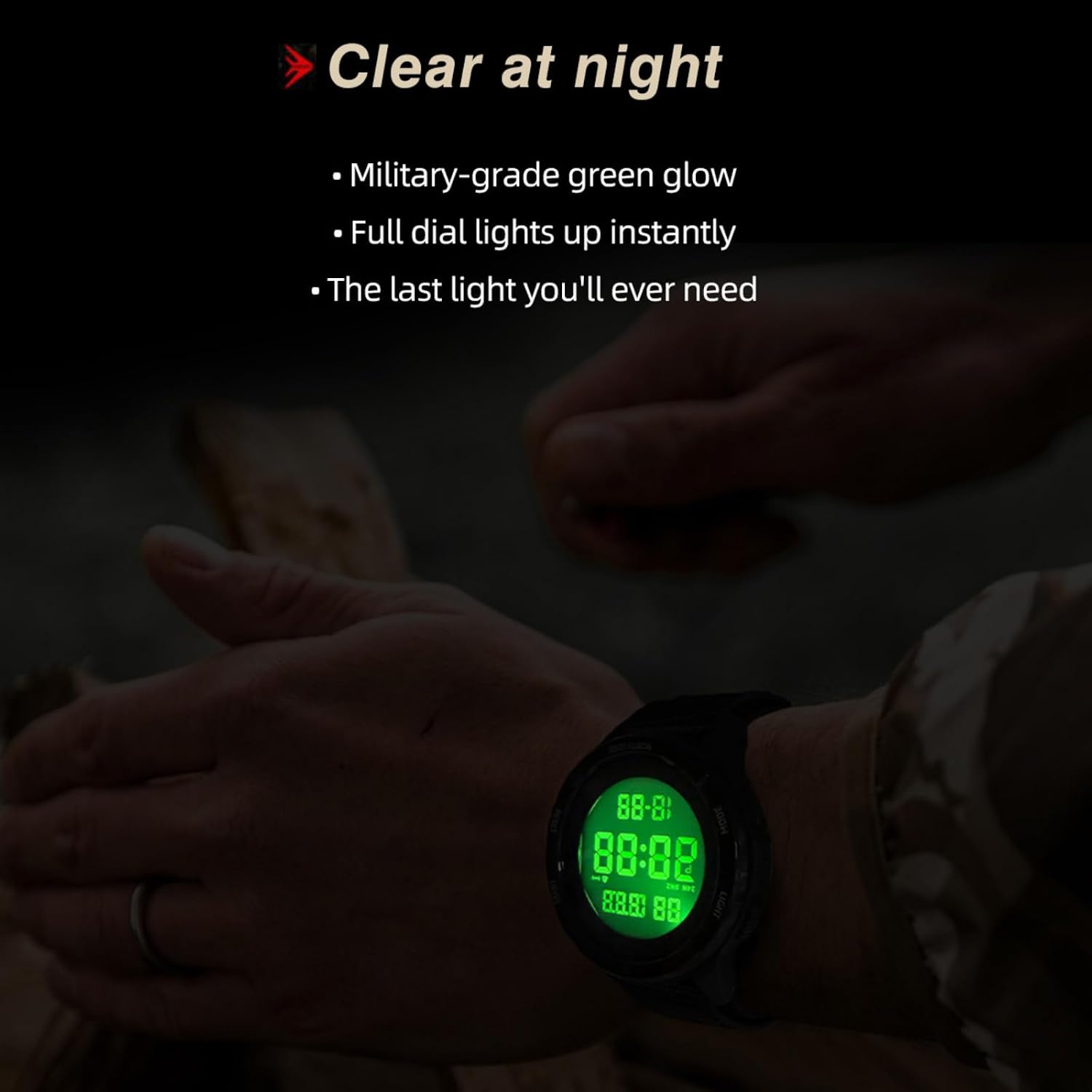 Cakcity Digital Watch Military Watches For Men Black Tactical Sports Waterproof Men'S Women'S Wrist Watch With Led Backlight Nylon Band Stopwatch,Green