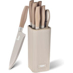Knife Set, Kitchen Knife Set With Block, 7 Pcs Compact Knife Set, Knife Block Set Space Saving Stainless Steel Kitchen Knives With Scissors For Small Kitchens, Apartment & Everyday Cooking
