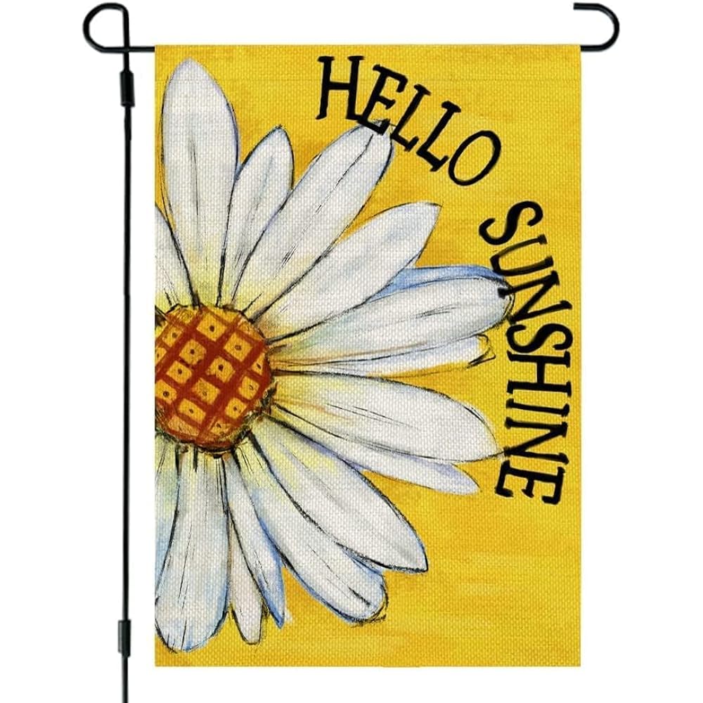 Summer Garden Flag Daisy Double Sided 12X18 Inches Small Burlap Seasonal Welcome Yard Porch Decoration For Outside (Yellow)