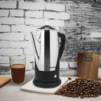 Elite Gourmet Ec812 Electric 12-Cup Coffee Percolator With Keep Warm, Clear Brew Progress Knob Cool-Touch Handle Cord-Less Serve, Stainless Steel