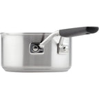 Kitchenaid Stainless Steel Induction Sauce Pan With Pour Spouts, 1-Quart Small Pot, Brushed Stainless Steel