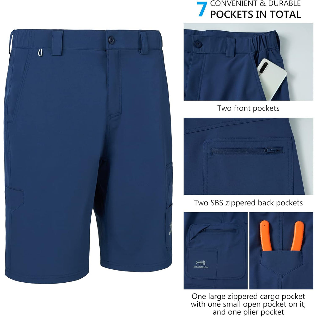 Bassdash 10.5” Mens Fishing Cargo Shorts Quick Dry Upf 50+ Water Resistant Fp01M