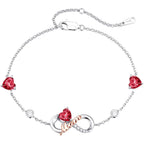 Iefil Mothers Day Gifts for Mom - 925 Sterling Silver Infinity Heart Birthstone Charm Bracelet, Birthday Gifts for New/Bonus Mom/Mother in Law