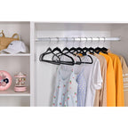 Quality Hangers 50 Pack Plastic Hangers For Clothes - Slim Non-Velvet Hangers With 360° Swivel Chrome Hook & Non Slip Notches - Ideal For Dresses Coats Shirts Jackets & More - Black