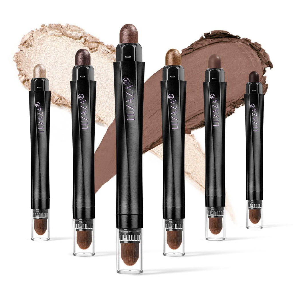 6Pcs Eyeshadow Stick Makeup Sets,Dark Brown Shimmer Eyeshaow Pencil, Long Lasting Metallic Eye Shadow,Eye Brightener Stick Pencil Crayon, A02-Taupe Mauve