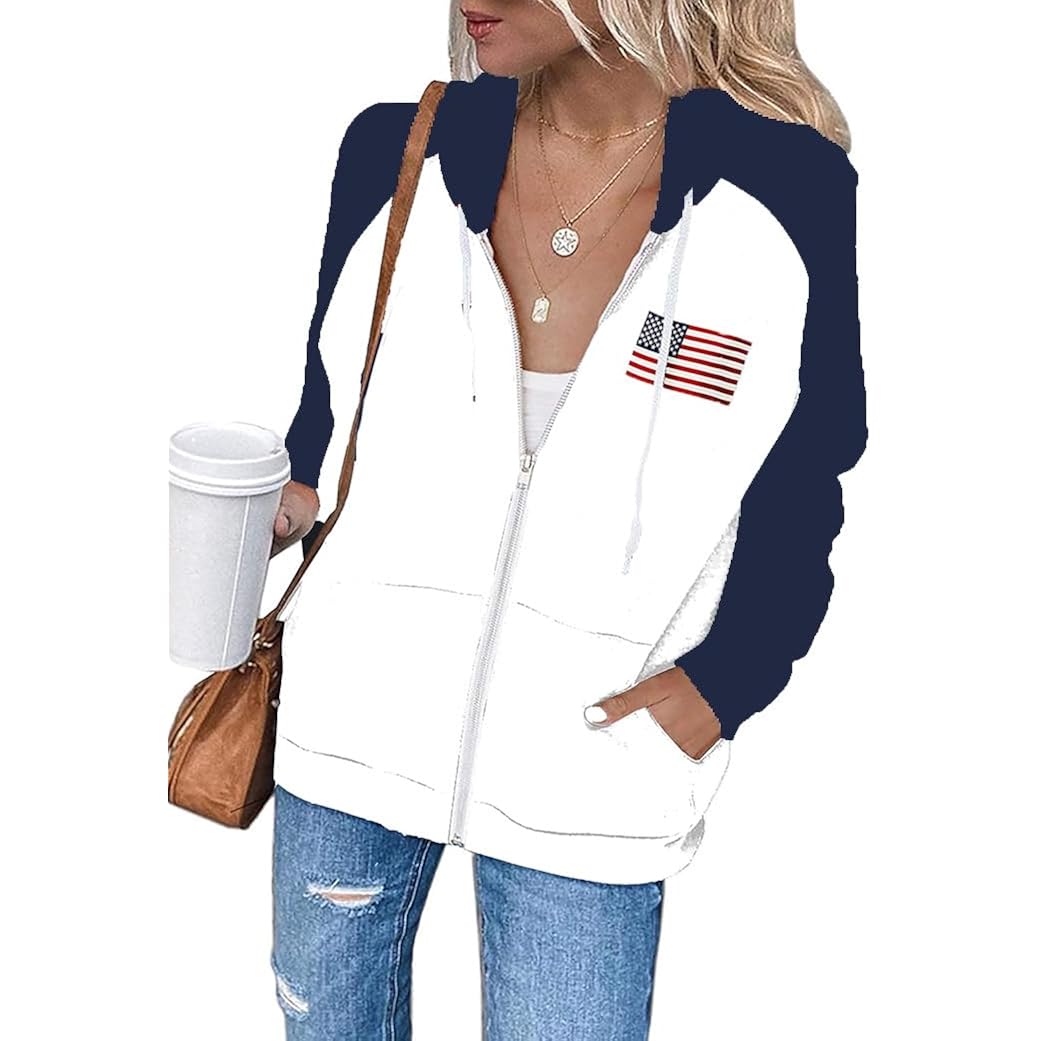 Infitty Women'S Casual Color Block Long Sleeve Zip Up Hooded Sweatshirt Lightweight Hoodies Jacket With Pocket