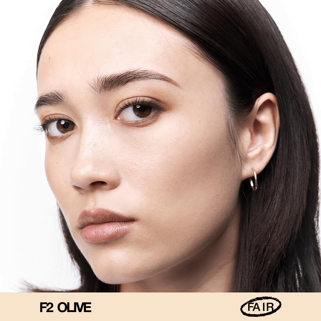 about-face THE PERFORMER Skin-Focused Foundation F2Olive – Medium Coverage, Long-Wear, Breathable & Buildable Base – Clean, Vegan, Hydrating Formula with Blue Agave & Chlorella – 1.08oz