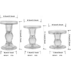 6-Piece Set of Glass Candlestick, Crystal Candlestick Holder Holder and Conical Candle, Christmas Candle Holder Decoration, Family Living Room Wedding Candle Holder (Clear 2sets)