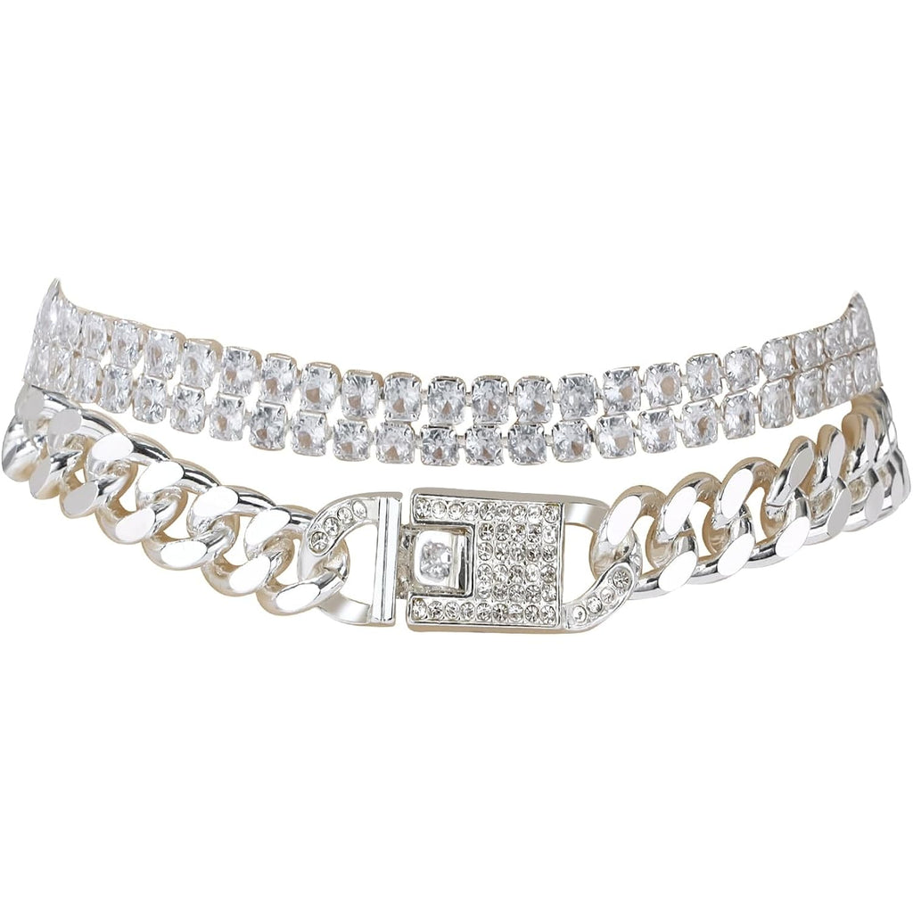 14K Gold Anklets for Women Waterproof Rhinestone Ankle Bracelet Layered Cuban Link Chain Diamond Anklet Beach Jewelry for Women