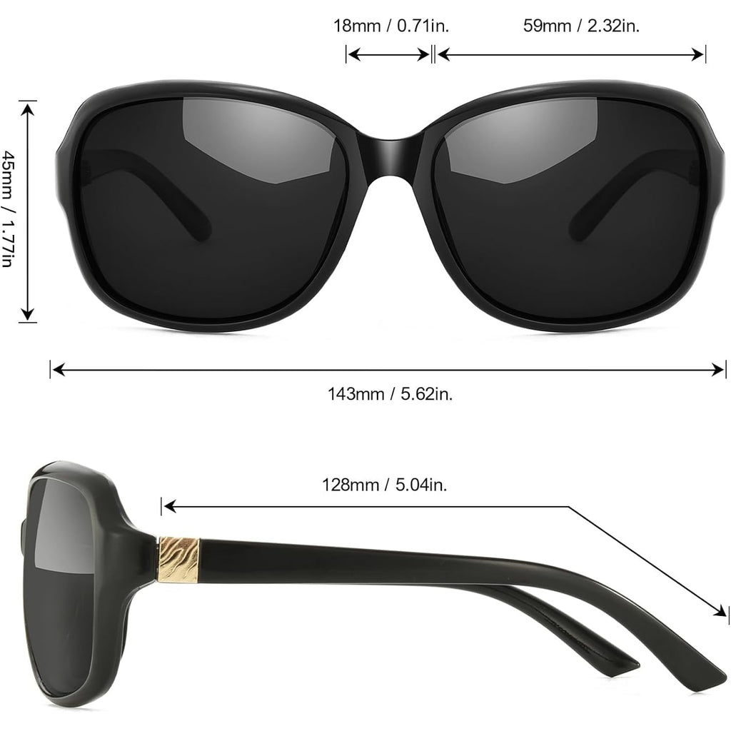 Siphew Polarized Sunglasses For Women | Vintage Square Sunglasses W Uv400 Protection | Womens Wraparound Shade