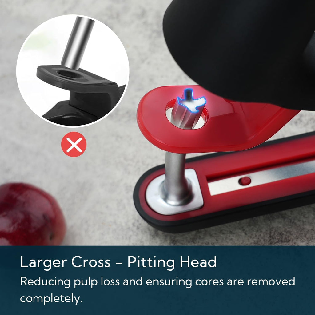 Kitchendao Cherry Pitter Tool, Larger Cross-Pitting Head, Cherry Core Remover With Safety Lock, Non-Slip Soft-Touch Handle, Dishwasher Safe