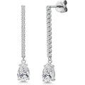 Gem Stone King 1.82 Cttw 14K White Gold White Lab Grown Diamond Long Liner Dangle Teardrop Earrings for Women | Pear Shape 8X5MM | F-G Color | VS1 Clarity | White Gold Chain Drop Earring