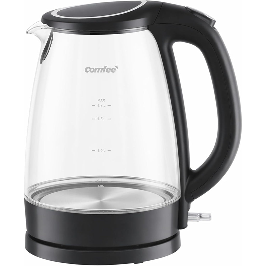 Comfee' Electric Kettle, 1.7L Hot Water Boiler, 1500W Fast Boil, Glass Electric Tea Kettle With Led Indicator, Auto Shut-Off And Boil-Dry Protection, Bpa Free