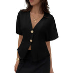 Blouses for Women Dressy Casual Summer Button Down Shirts Short Sleeve Business Work Tops