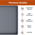 ukeetap Extra Thick Silicone Mat Waterproof with Raised Edge 19” x 12”, BPA Free Non-Slip Dog & Cat Food Mat, Feeding Mat for Food and Water Bowls, Spill Proof Mat to Protect Floors, Gray