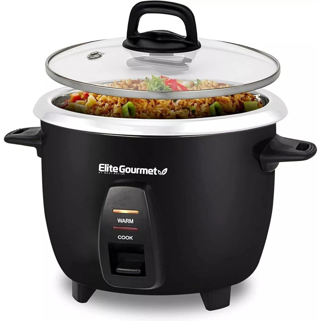 Elite Gourmet Erc2010B Electric Rice Cooker With Stainless Steel Inner Pot Makes Soups, Stews, Porridge'S, Grains And Cereals, 10 Cups Cooked (5 Cups Uncooked), Black