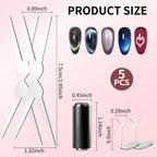 5pcs Cat Eye Magnet Set, 2-in-1 Scissor Shape Nail Magnet Tool create French & V-Shape nail effects, Heart Guide & Cylindrical Magnet for Cat Eye Gel Polish, Nail Art DIY for Home, Salon, Studio