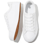 Sernial Womens White Tennis Shoes Pu Leather Sneakers Casual Walking Shoes For Women