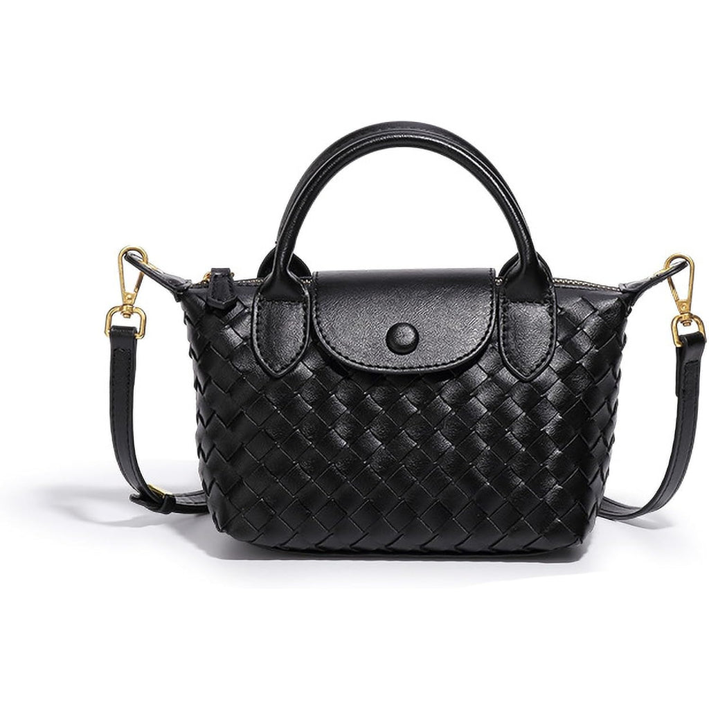 Mini Small Size Braided Luxury Leather Women'S Top Handle Handbag Fashion Travel Daily Satchel