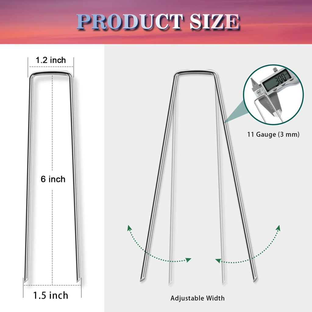 120 Pack Landscape Staples 6 Inch, 11 Gauge Heavy Duty Galvanized Garden Stakes For Weed Barrier Fabric, Ground Cover, Artificial Turf, Sod, Netting And Irrigation Hose