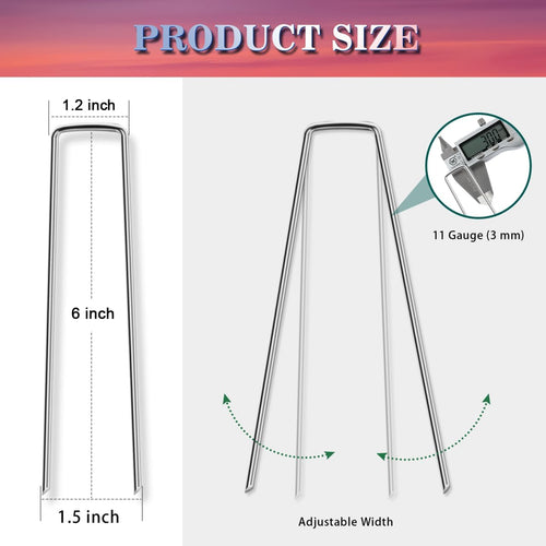 120 Pack Landscape Staples 6 Inch, 11 Gauge Heavy Duty Galvanized Garden Stakes For Weed Barrier Fabric, Ground Cover, Artificial Turf, Sod, Netting And Irrigation Hose