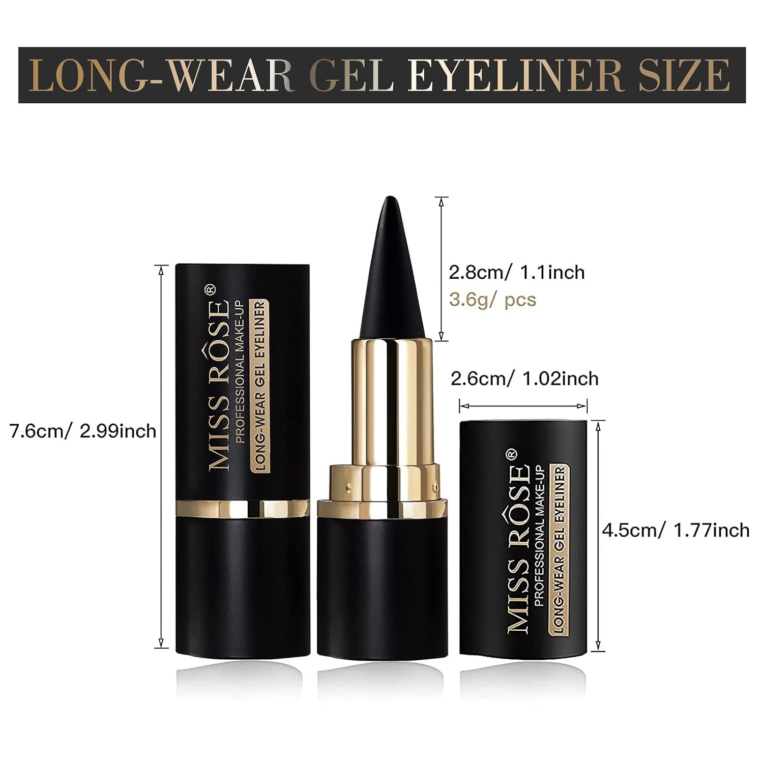 Miss Rose M Gel Eyeliner, 2 Pcs Black Eyeliner Pencils, Delineador De Ojos Contra El Agua, Easy To Use, Eye Makeup For Women (Black Pack Of 2)