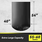 100 Count 55-60 Gallon Trash Bags, Sturdy & Tear-Resistant Commercial Can Liners 55 Gallon, Large Garbage Bags, Large Black Trash Bags For Commercial, Lawn And Leaf Bags