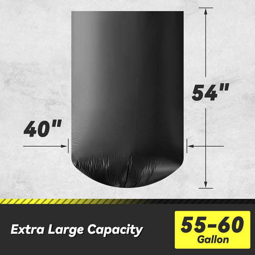 100 Count 55-60 Gallon Trash Bags, Sturdy & Tear-Resistant Commercial Can Liners 55 Gallon, Large Garbage Bags, Large Black Trash Bags For Commercial, Lawn And Leaf Bags