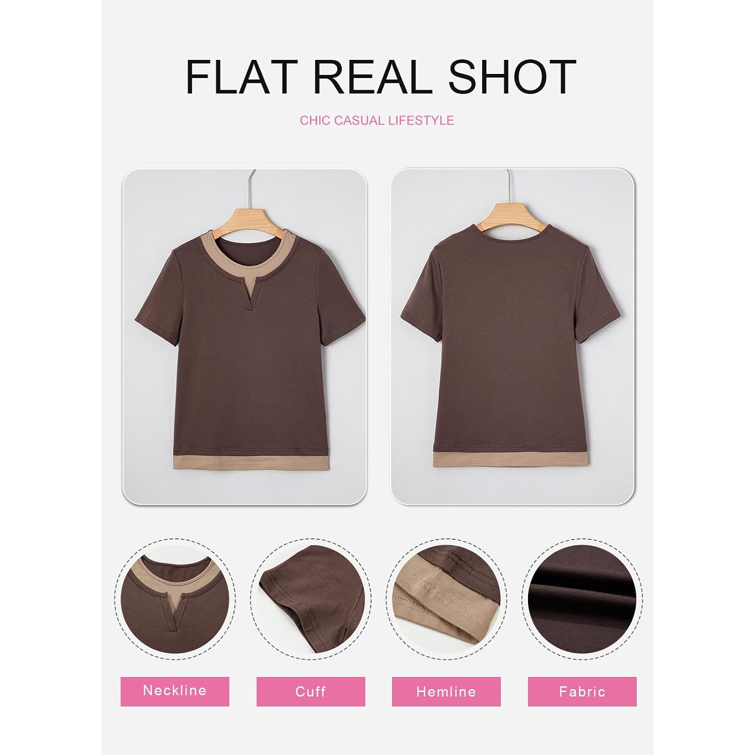 SHEWIN Womens Tops Casual Crewneck Color Block Short Sleeve Mock Double Layer T-Shirt Summer Outfits for Women 2026