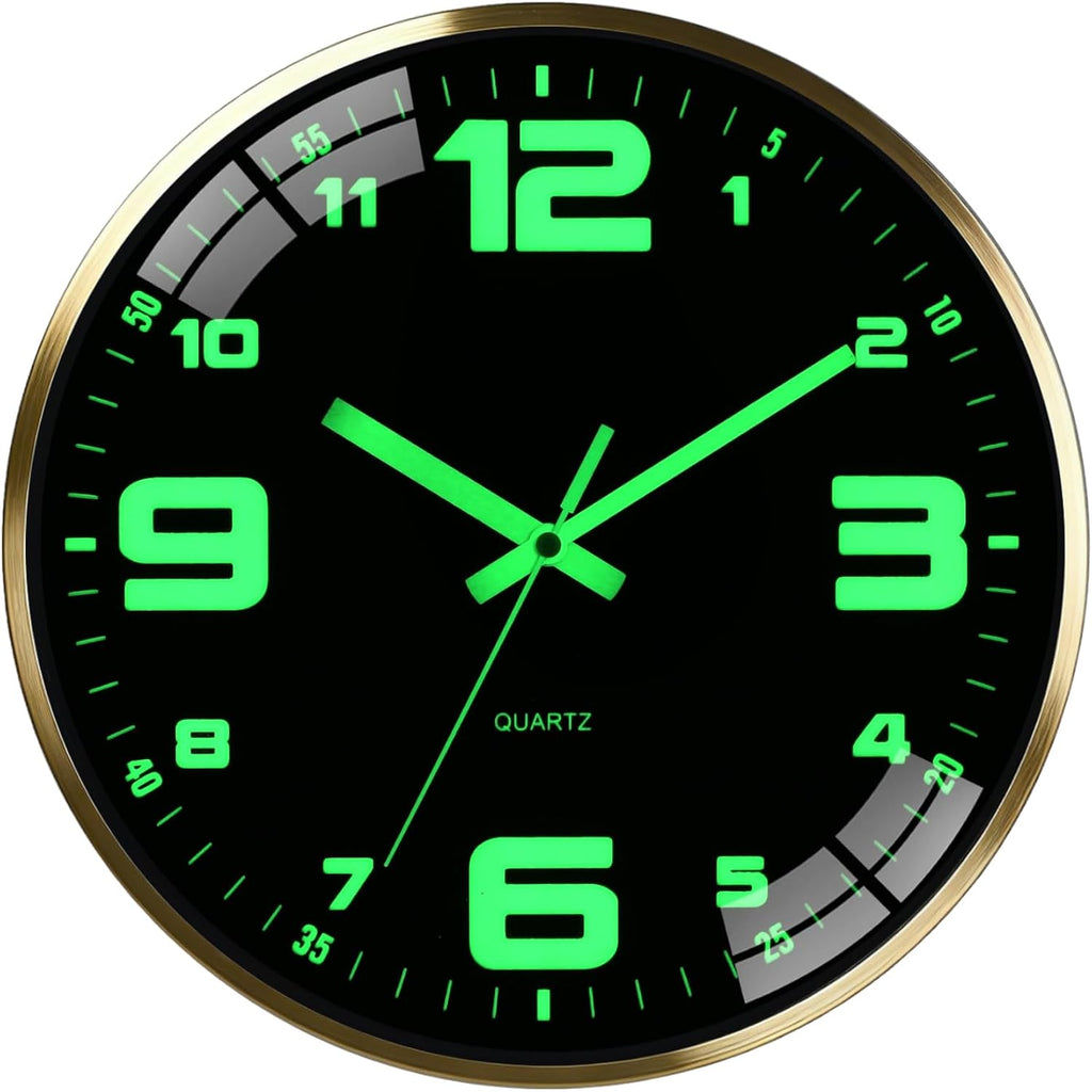 12Inch Wall Clock,Accuratetimekeeping,Easy Toread At Nighttick-Free | Metal Frame Aa Battery Powered Anti-Break Hd Glass Large Numbers Easy To Read Living Room Bedroom Kitchen Office Etc