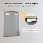 LOAAO 22”X30” Gold Bathroom Mirror, Rounded Rectangle Gold Frame Mirror, Brushed Gold Bathroom Vanity Mirror Wall-Mounted, Anti-Rust, Hangs Horizontally or Vertically