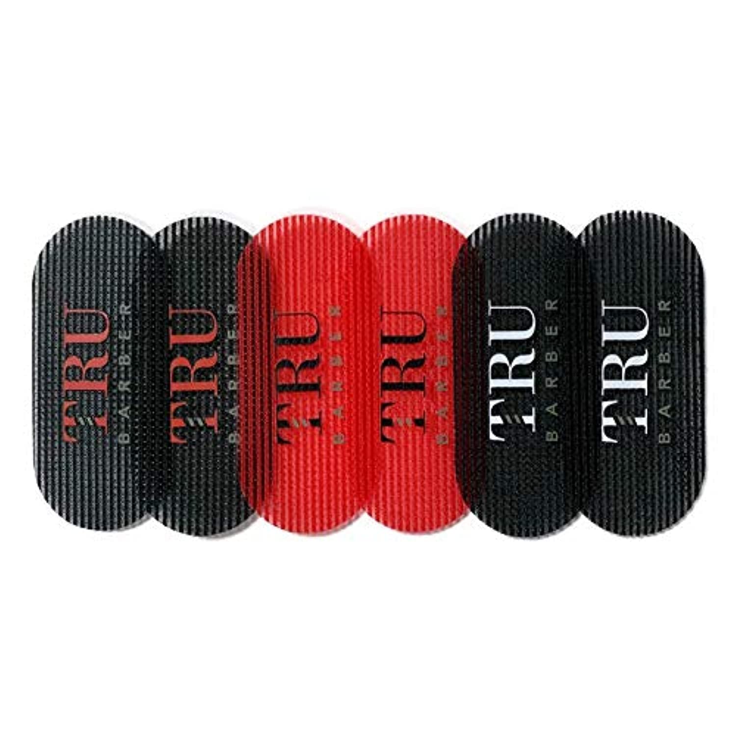 Tru Barber Hair Grippers ® 3 Colors Bundle Pack 6 Pcs For Men And Women - Salon And Barber, Hair Clips For Styling, Hair Holder Grips (Black/Red/Black)