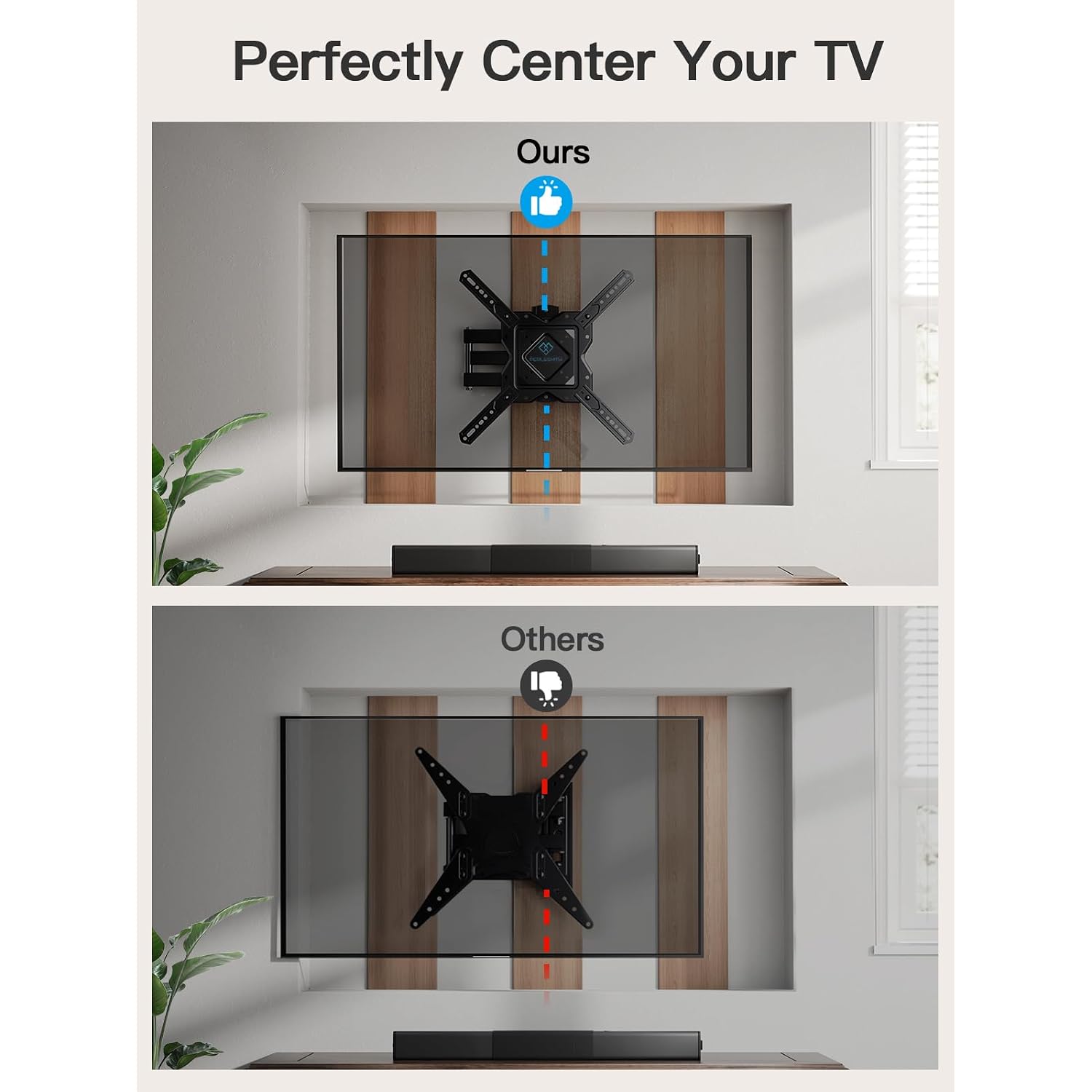 Perlesmith Full Motion Tv Wall Mount For 27-60 Inch Flat & Curved Tvs, Single Stud Tv Mount With Articulating Swivel Tilt - Wall Mount Tv Bracket Vesa 400X400Mm Up To 77 Lbs, Perfect Center Design