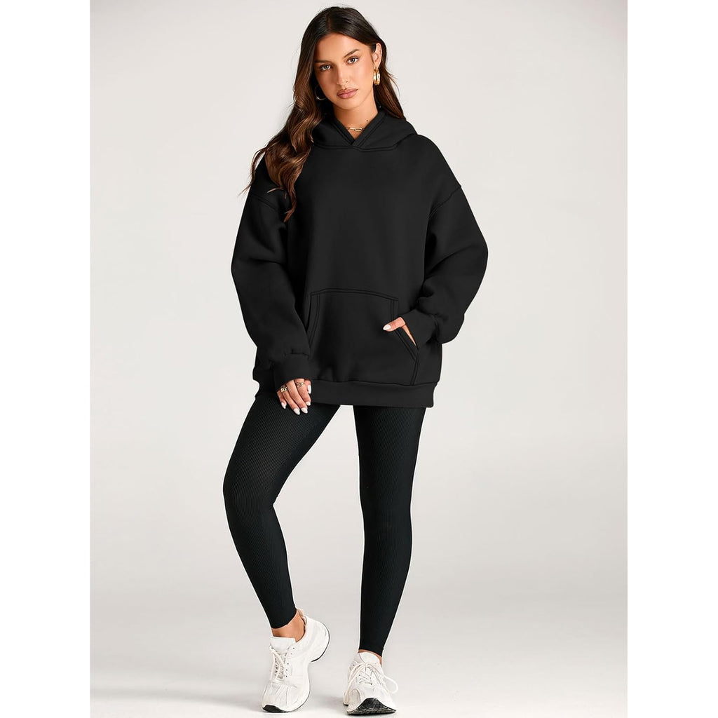 Women's Oversized Fleece Hoodie, Cozy Plush Pullover Sweatshirt with Pocket