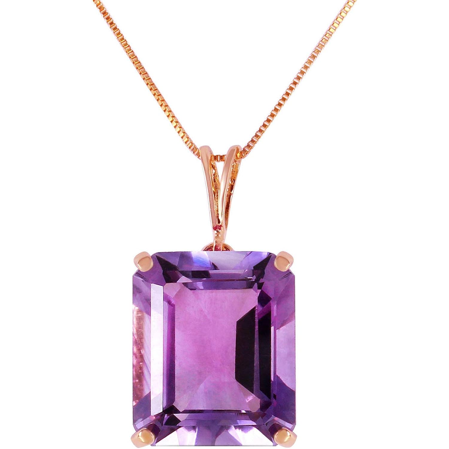 Galaxy Gold 14K Solid Gold 6.5 Carat Natural Amethyst & Emerald Necklace for Women - Yellow Gold Fine Jewelry