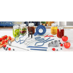 Canning Supplies Starter Kit,Canning Kit For Beginners Of 9 With Jar Lifter，Wide Mouth Funnel,Wrench,Tongs,Lid Lifter,Bubble Popper,Canning Labels,Ladle,Measuring Spoon-Blue