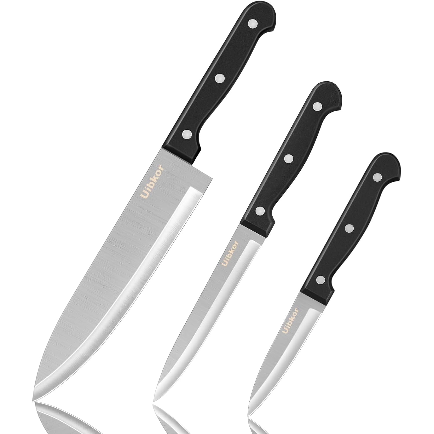 Kitchen Knife, 3-Pcs Knife Set, 8 Inch Chef Knife, 5 Inch Utility Knife, 3.5 Inch Paring Knife, Ultra Sharp Chef's Knives in High Carbon Stainless Steel, Ideal for Cooking, Chopping, Slicing and BBQ