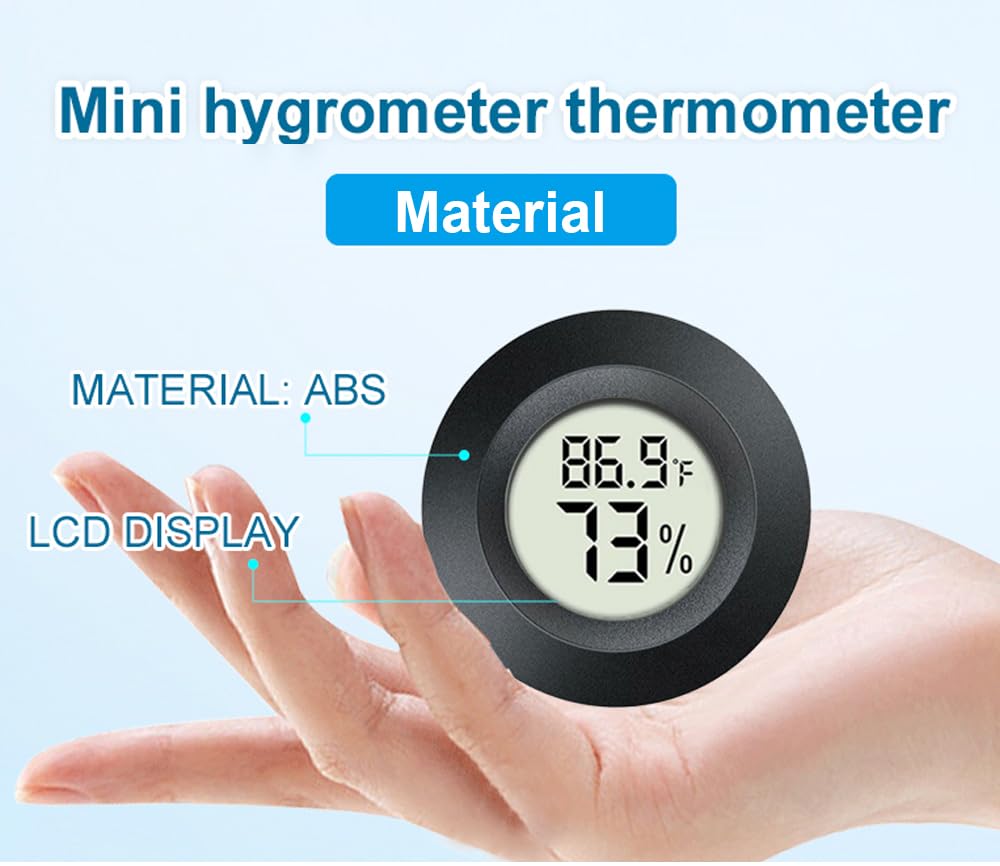 Jedew 2 Pack Hygrometer Thermometer Digital Humidity Meter Indoor/Outdoor Humidity Monitor Reptile Thermo-Hygrometer For Greenhouse Humidors Terrarium Jars, Fahrenheit (℉) /Celsius(℃) (2)