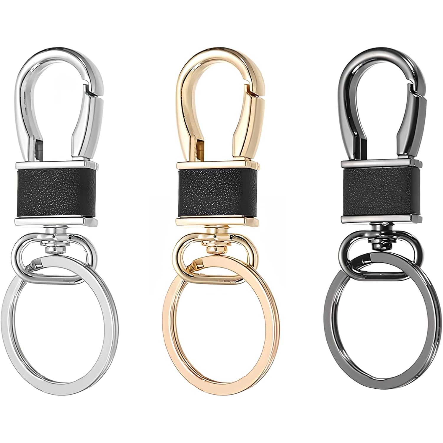 3 PCS Keychain Clip,Keyring for Men Women,Leather Key Chain Ring Holder Organizer for Home Car Keys
