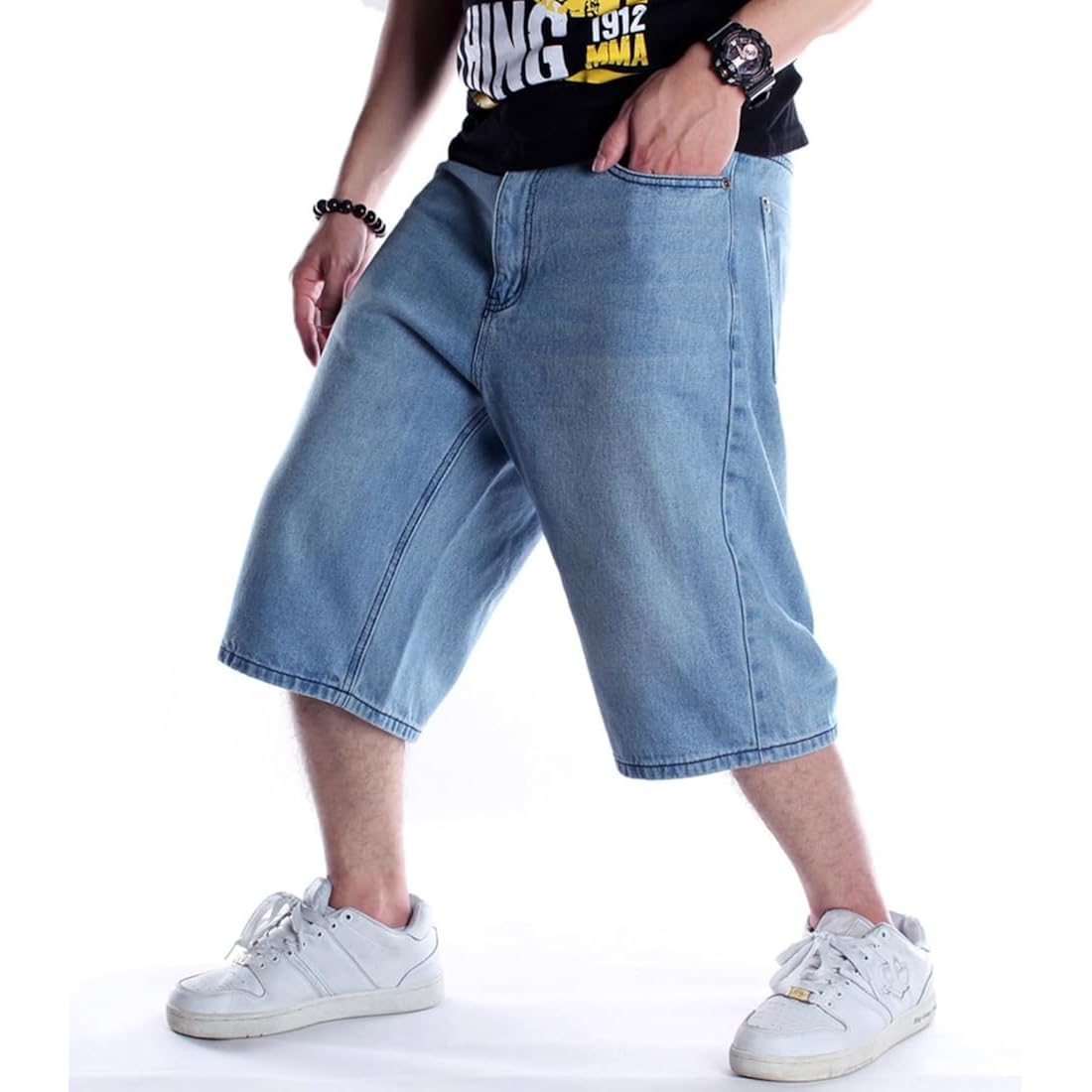 Enrica Men'S Baggy Jorts Casual Loose Fit Hip Hop Skateboard Denim Shorts