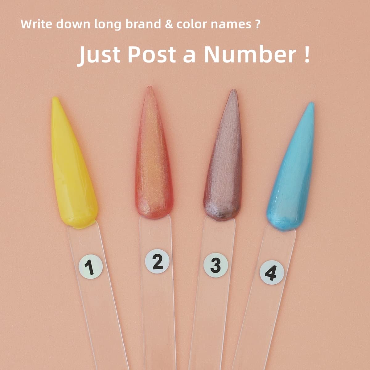 50pcs Nail Swatch Sticks with Number Stickers Nail Color Display Stiletto Tips Clear Nail Sample Sticks with Ring Practice Nail Tips Nail Supplies for Nail Techs Professional Nail Salon