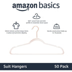 Amazon Basics Space Saving Slim Velvet Non-Slip Suit Clothes Hangers, Sturdy Construction, Closet Organizer, Pack Of 50, Blush Pink/Rose Gold