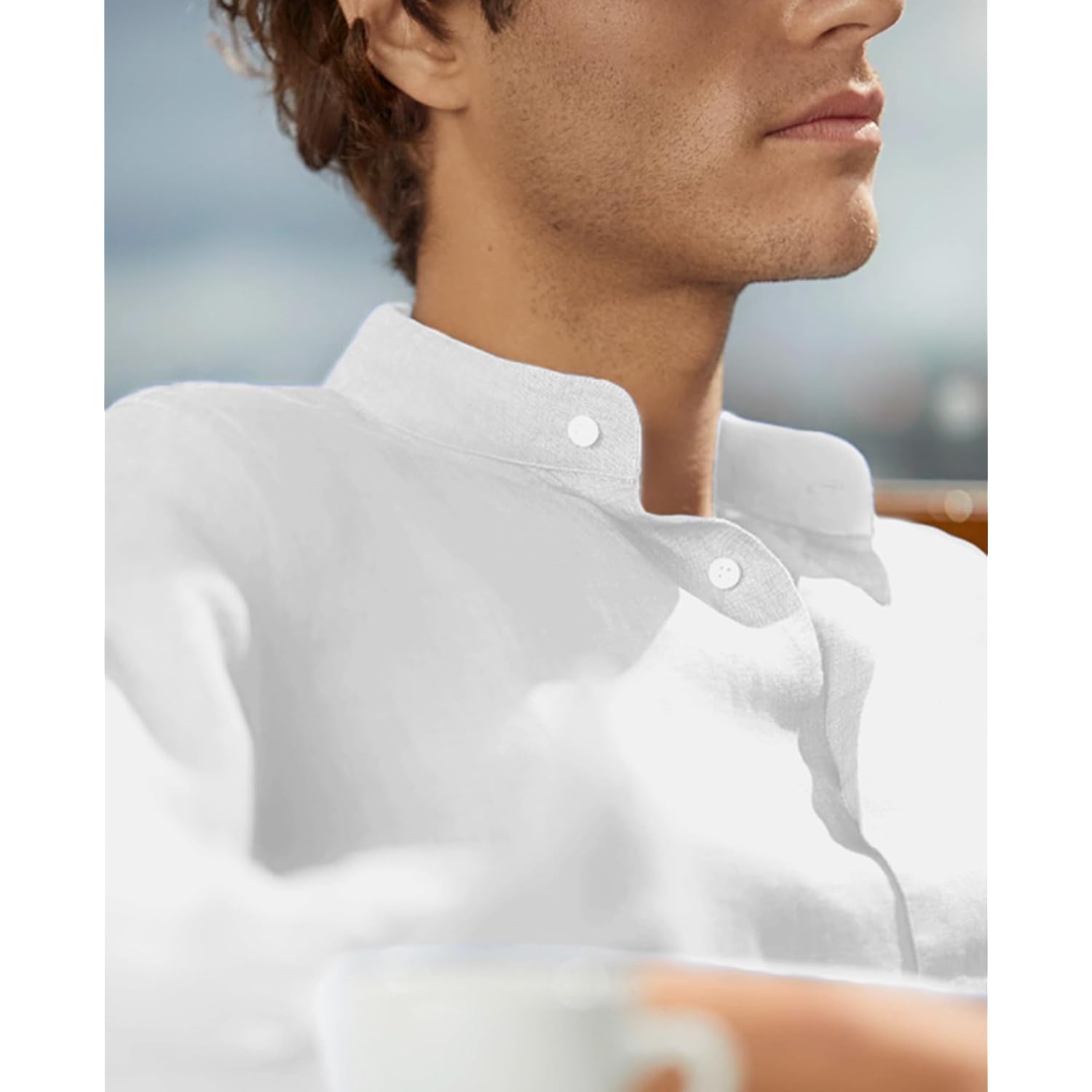 Mens Dress Shirts Wrinkle Free Dress Shirts For Men Long Sleeve Button Down Shirts Banded Collar Shirts