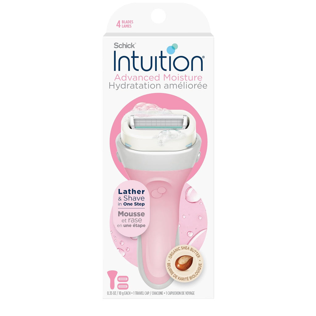 Schick Intuition Razors for Women with Sensitive Skin | 1 Razor & 2 Intuition Razor Blades Refill with Organic Aloe