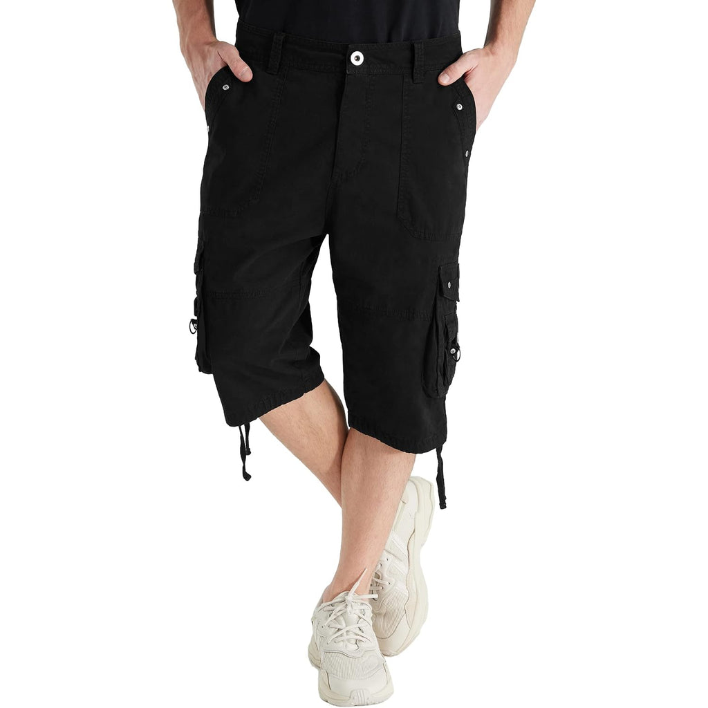 Mens Cargo Shorts Cotton Ripstop Straight Leg Below Knee Twill Casual Summer Long Shorts